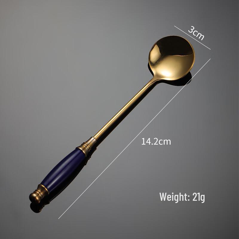 European Retro Ceramic Handle Stainless Steel Stirring Spoons