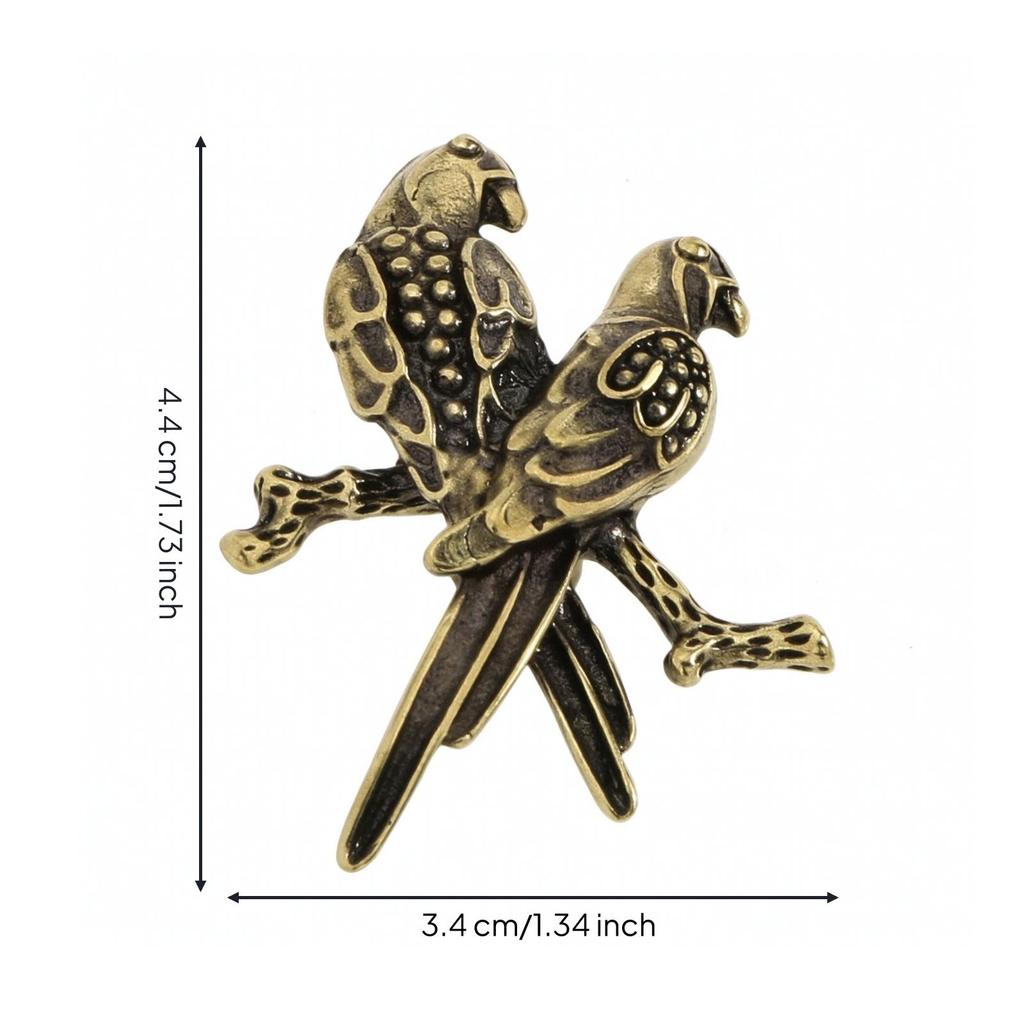 Cast Brass Bird Cabinet Handle Decorative Paired-Bird Motif Drawer Pull Compact