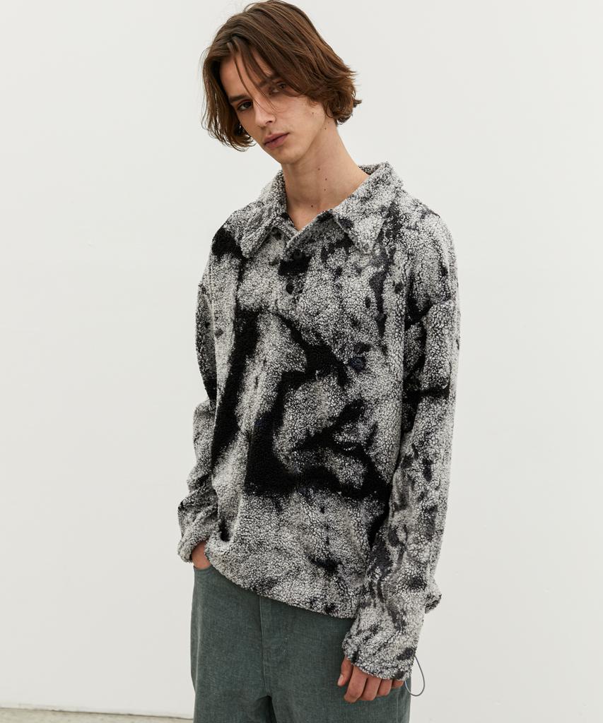 TRIP LE SENS Unisex Fleece Dyed Collar Knit_Black