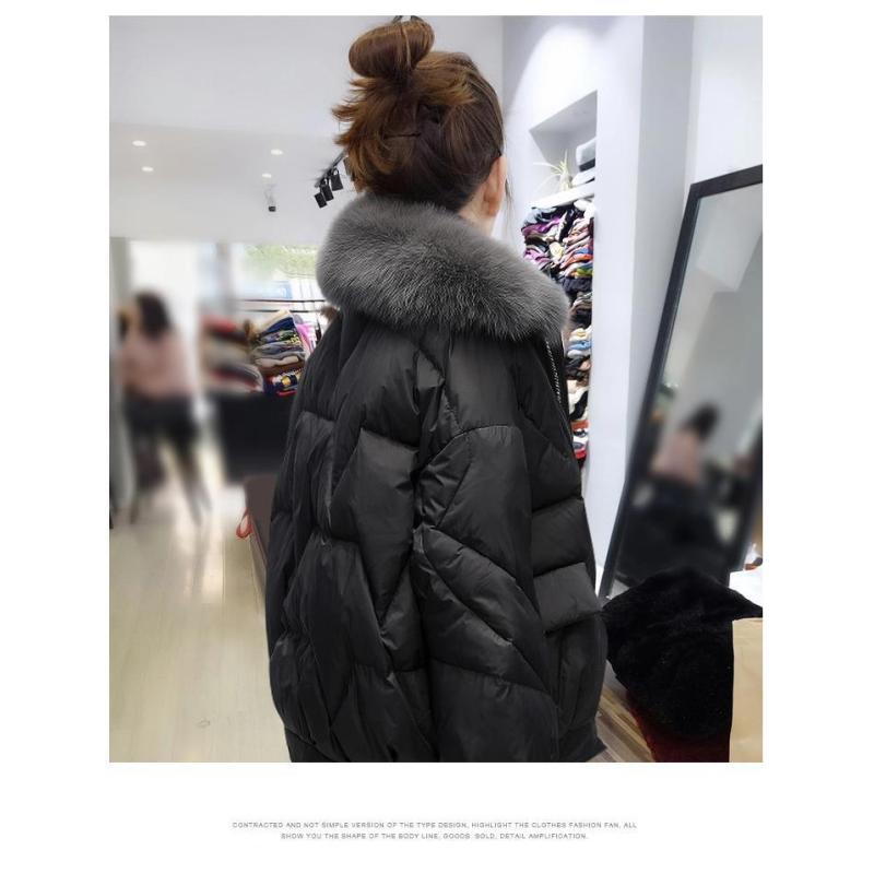 Winter Cotton Coat Hair Collar Loose Glossy Down Cotton Coat Jacket