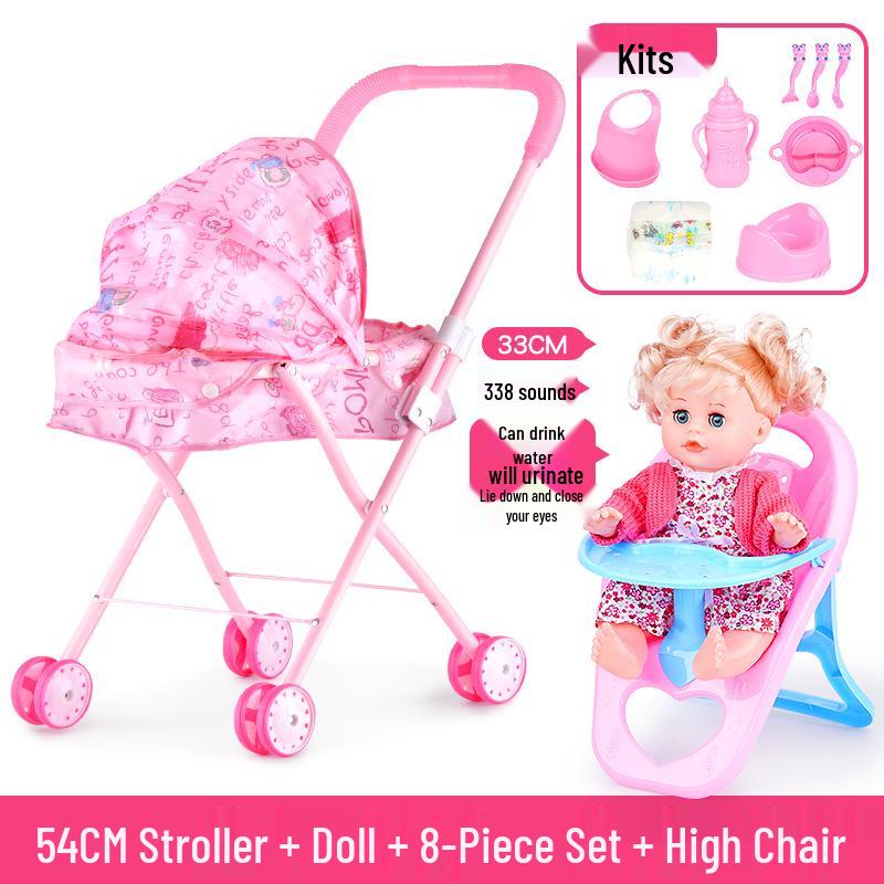 Cross-border Doll & Stroller Set for Girls - Children's Simulation Playhouse Toy
