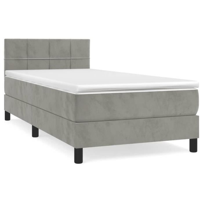 3141269 vidaXL Divan-lit Et Matelas Gris Clair 80x200 Cm Velours