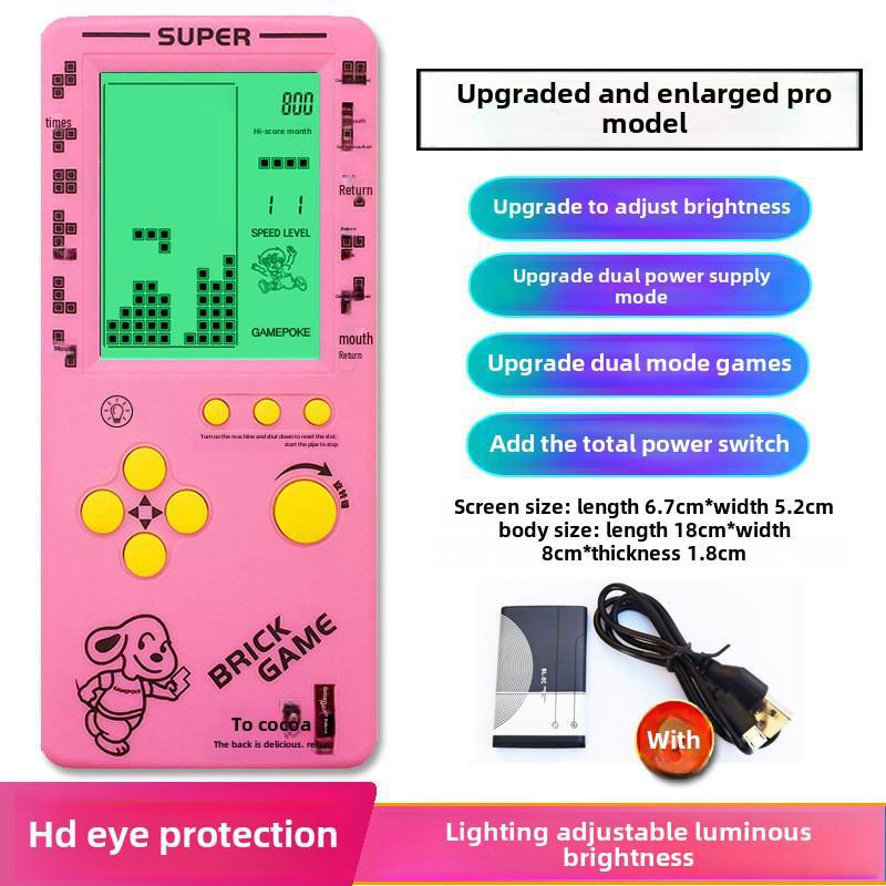 "4,1-Zoll Großbildschirm Retro Tetris Spielkonsole - Wiederaufladbares Klassisches Kinderspielzeug"