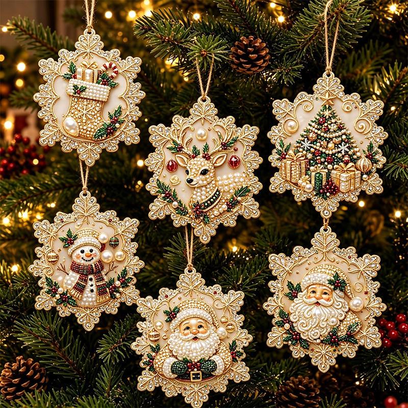 DIY Christmas Pearl Painting Kit Rope Tag Ornament Xmas Tree Decor