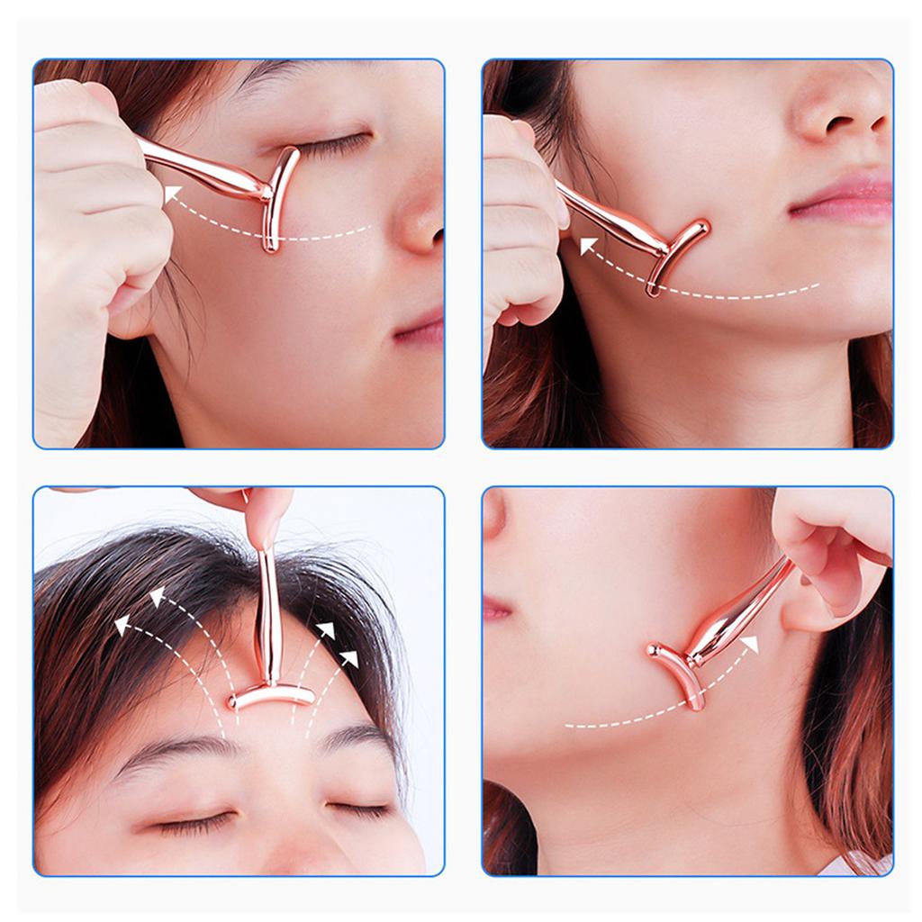 Eye Cream Applicator Rose Gold T Shape Scoop Dual Head Promote Absorption Reduce Edema Eye Cream Massage Wand Stick