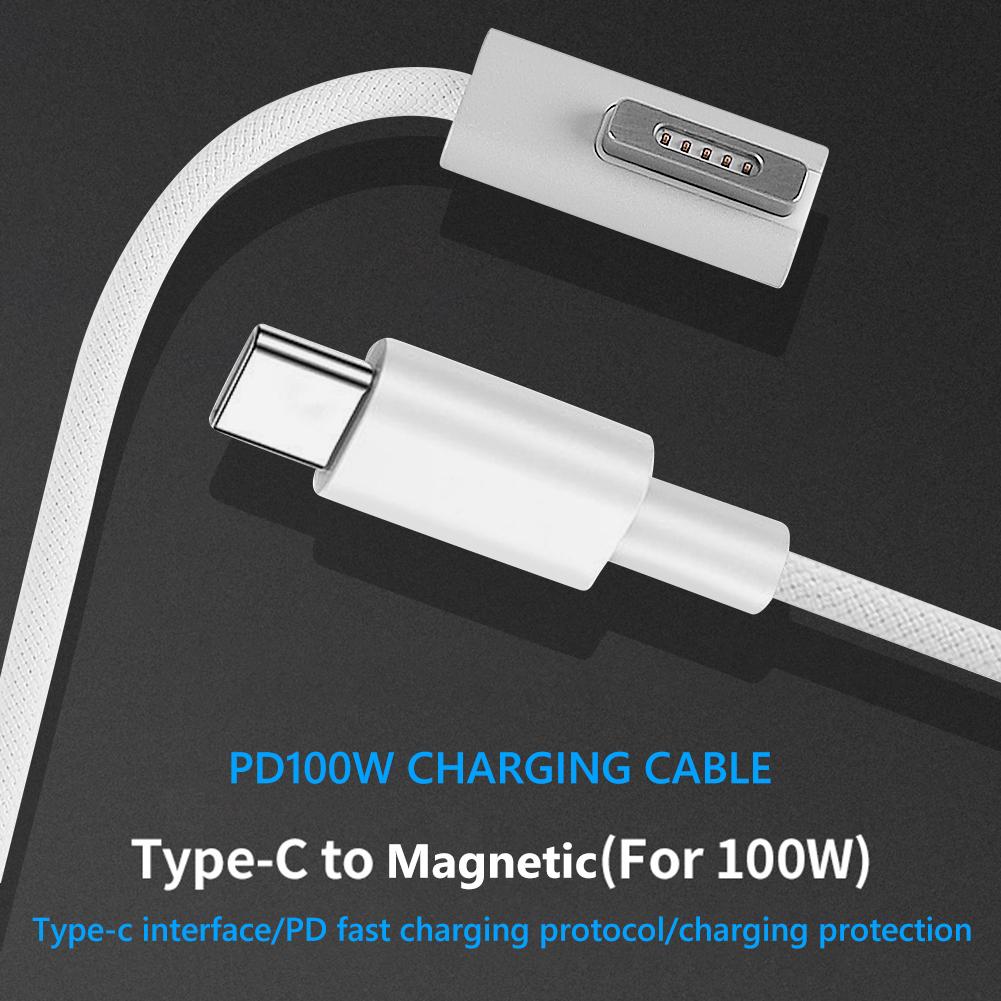 1,8m 5A Typ C zu Magsaf PD 100W Schnellladekabel für MacBook Air/Pro T-Schnittstelle /L-Schnittstelle Schnellladeleitung