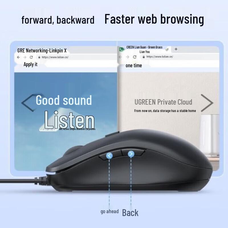 UGREEN USB Wired Mouse (Adjustable DPI)