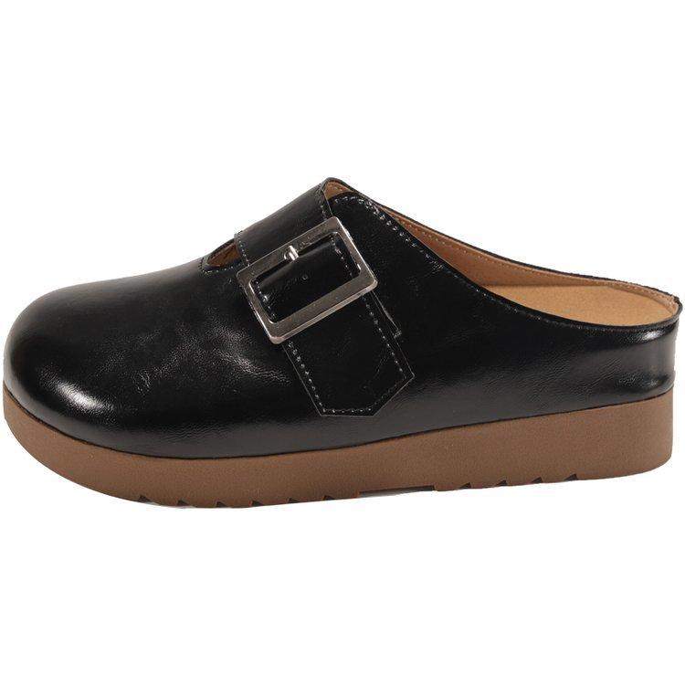 Thick-soled baotou half-towed women wear new muffin versatile in spring and autumn 2025, lazy without heel, little white shoes women