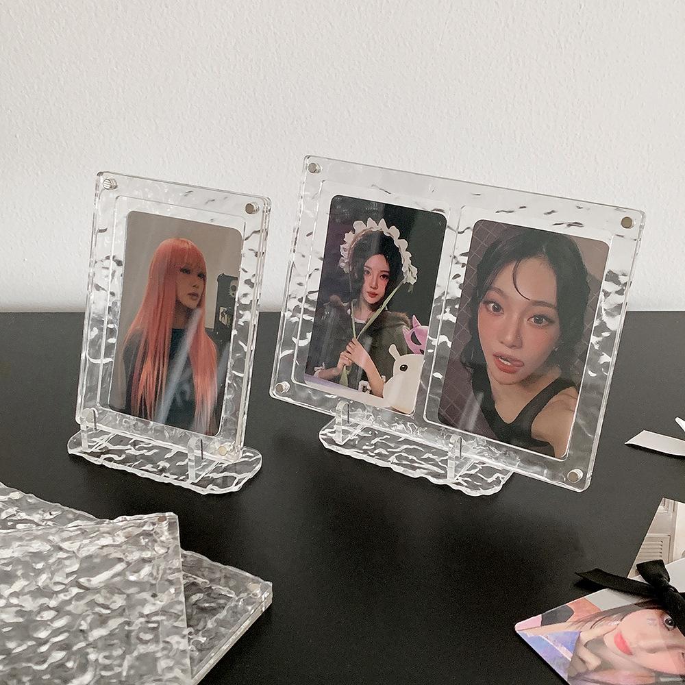 1/2 Schacht Kpop Idol Foto Display Rahmen Schreibtisch Fotorahmen Poster Display Ständer Magnetischer Bilderrahmen Heim Büro Foto Dekor