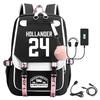 Large Capacity Schoolbag with Shoulder Strap; Student Three-piece Pencil Case Set