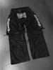 Moda America Retro Street Zip Up Patchwork Jeans Larghi Uomo Y2k Ricamo a Strisce Splicing Pantaloni Denim Neri Jeans Hip Hop