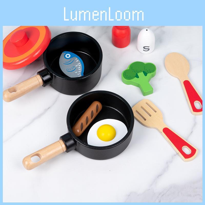 Flat Wooden Simulation Bottomed Pan Spatula Seasoning Cooking Set Toy Kid