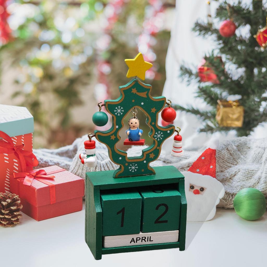 Holiday Wooden Advent Calendar Christmas Countdown Number Blocks Desk Decor for Festive Home