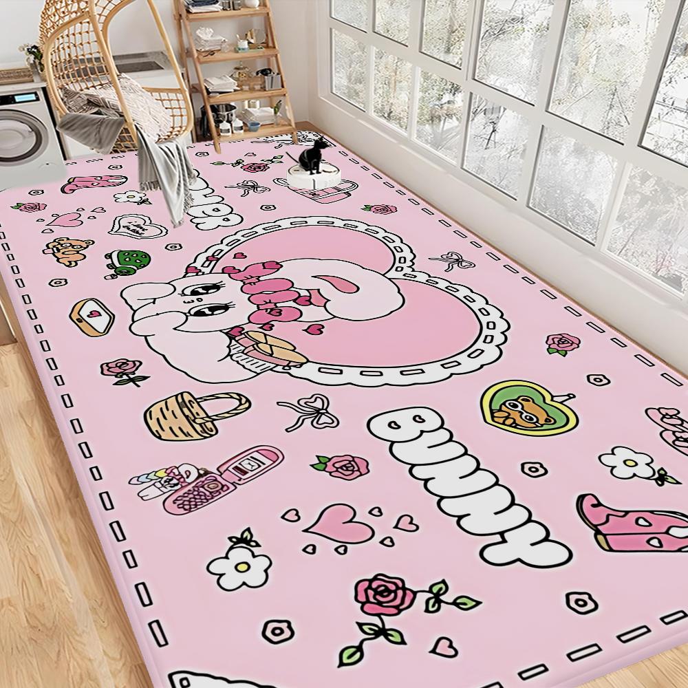 Esther Bunny Long Game Hallway Carpet INS Style Soft Bedroom Floor House Laundry Room Mat Anti-skid Bedside Area Rugs