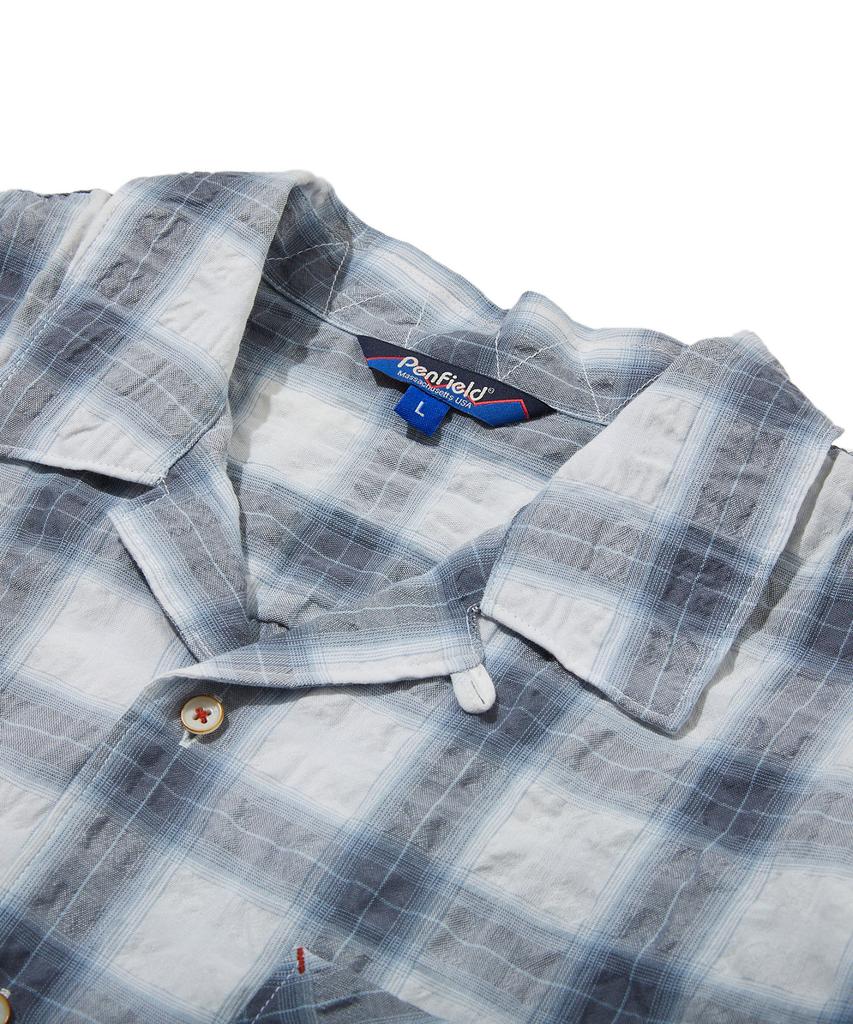 PENFIELD Ombre Seersucker Open Collar Short Sleeve Shirt Blue_Fs1Wr56U