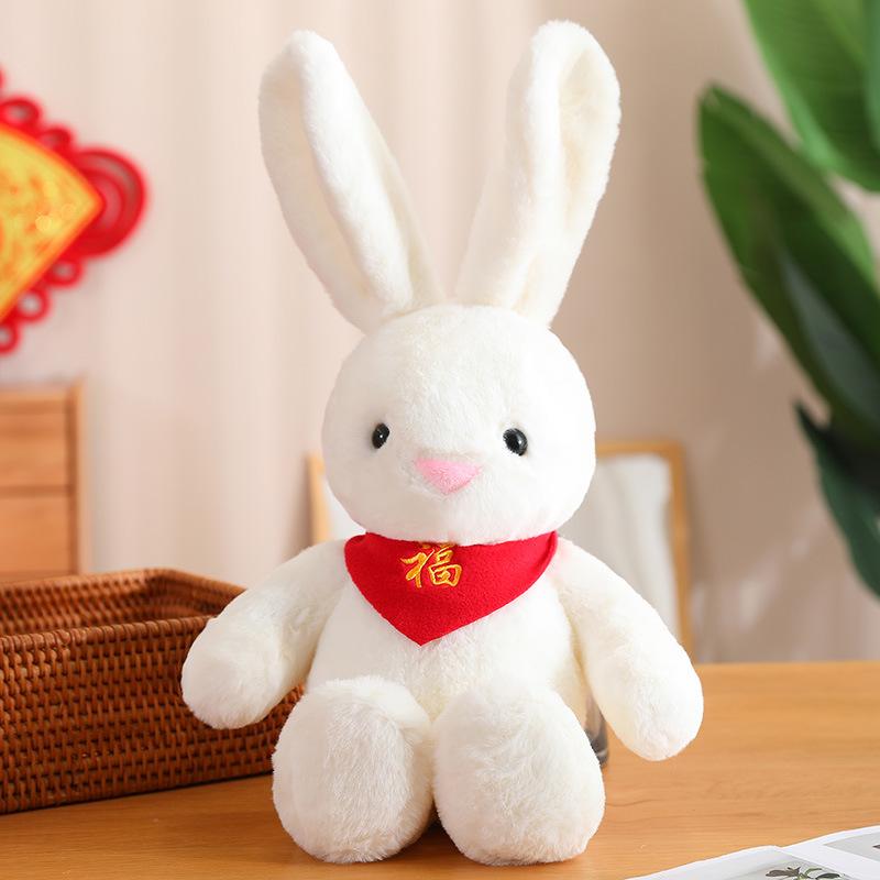 Red Festive Sweater Rabbit Doll Plush Toy Bunny Doll Year of the Rabbit Mascot Rag Doll Grab Machine Gift