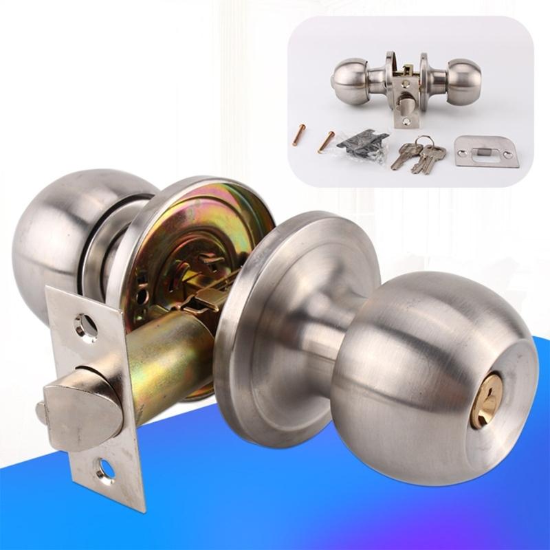 Stainless Steel Round Door Knobs Knobset Entrance Lock Interior Door Handles for Hallway, Closet, Bathroom Easy To Install