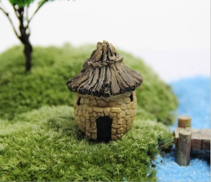 1 Pcs Stone House Cartoon House Miniature Ornament Resin Bonsai Dollhouse Fairy Garden Decoration