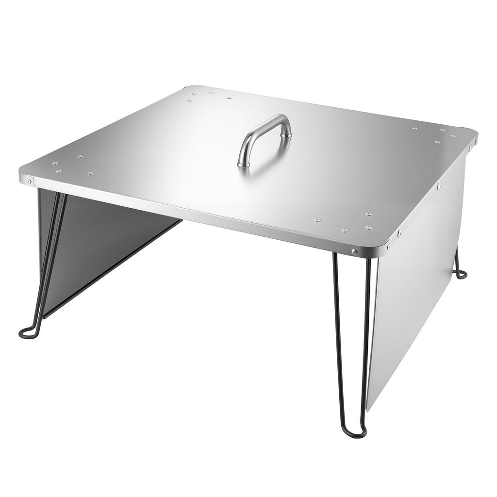 VEVOR Fire Pit Heat Deflector, 645x645x370 Mm Square Outdoor Burner Cover, Stainless Steel Bonfire Camping Wood Burning