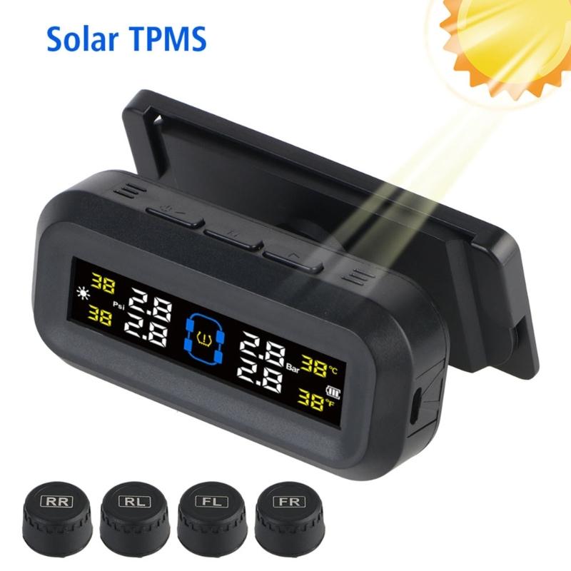 Wireless Tire Pressure Monitoring System (TPMS) for Small Size 4-tire Vehicles,Include 4 Sensors,USB Solar Power