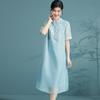 New Chinese Style Silk Dress with Embroidered Organza and Mulberry Silk for Summer