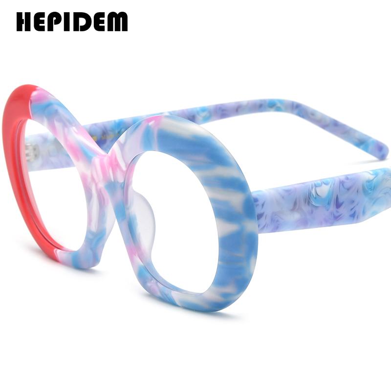 FONEX HEPIDEM Acetate Eyeglasses Frame Men New Round Brand Design Glasses Women Retro Vintage Eyewear Japanese Spectacles 9356