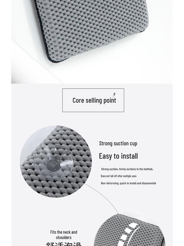 Waterproof PVC Foam Bath Pillow with Suction Cups for Home & Hotel Spa