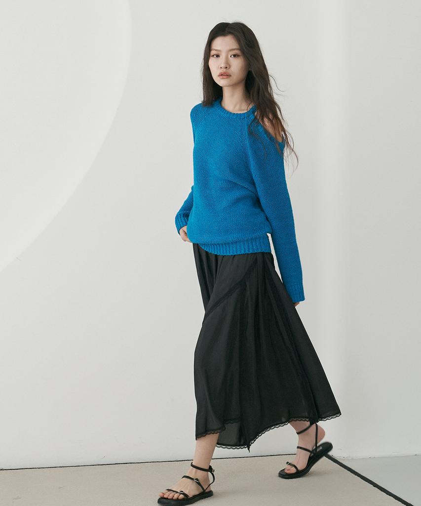 Dijainowol Reverse Off-Shoulder Knit_Blue