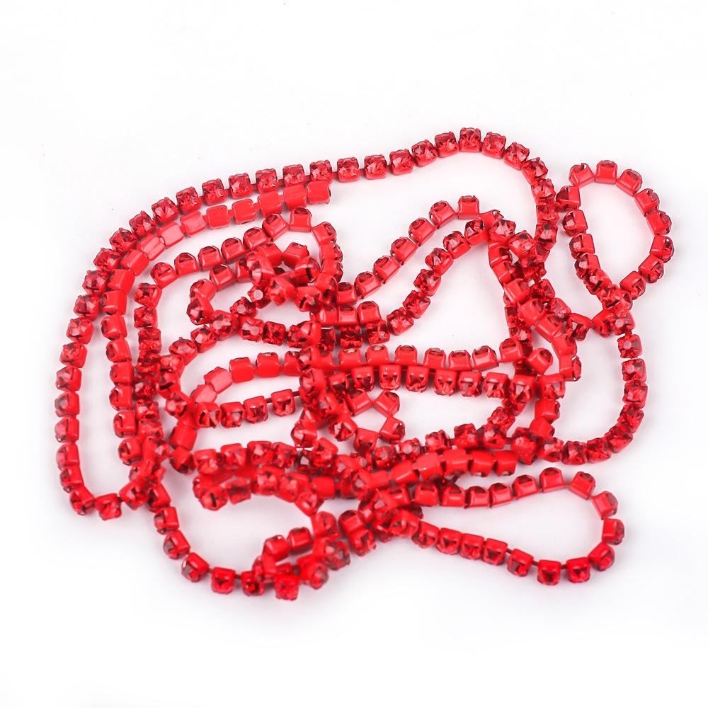 Electroplated Glass Rhinestone Single Row Claw Chain for DIY Costume Accessories