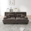 Cloud Corner Sofa for Living Room, Chenille Double Sofa with 2 Lumbar Pillows and 2 Decorative Pillows, Solid Wood Frame, Chenille Brown