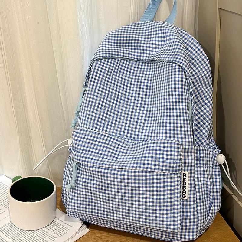 Large Capacity Casual Backpack Women's New Small Fresh College Style Student Schoolbag Plaid Backpack