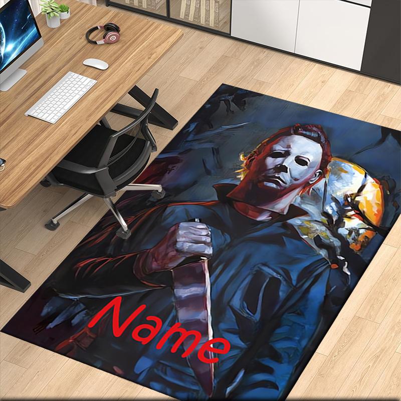 Benutzerdefinierter Name Halloween Horror Bedruckter Teppich, für Bürostuhl Wohnzimmer Schlafzimmer Küchenraum Dekor Geschenke.
