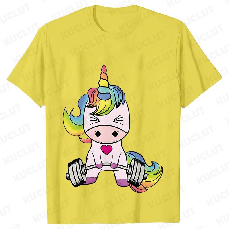 Unicorn Gym Shirts for Women Unicorn Weightlifting T-shirts Trainer Fitness Workout Tshirts Summer Fashion T Shirt for Women