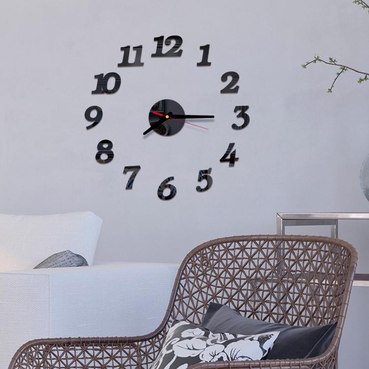 3D DIY Wall Clock Frameless Mirror Wall Clock Stickers Home Decoration for Living Room Bedroom
