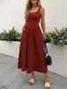 2026 Trendy European & American Women's Sleeveless Square Neck Waist-Cinching Pocket Dress - Casual, Comfortable & Slimming