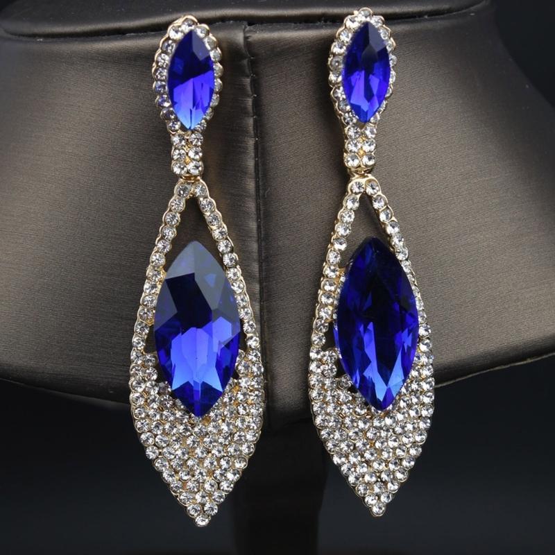 Imitation Diamonds Dangle Earrings for Women Ear Pendants with Rhinestones Teardrop Handmade Cubic Zirconia Earwear