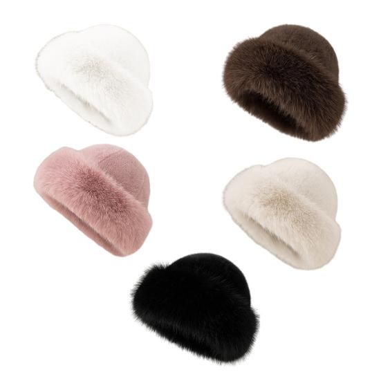 Basin Hat Women Winter Warm Thickened Brim Bucket Hat Solid Color Windproof Outdoor Cold Weather Hat Headwear