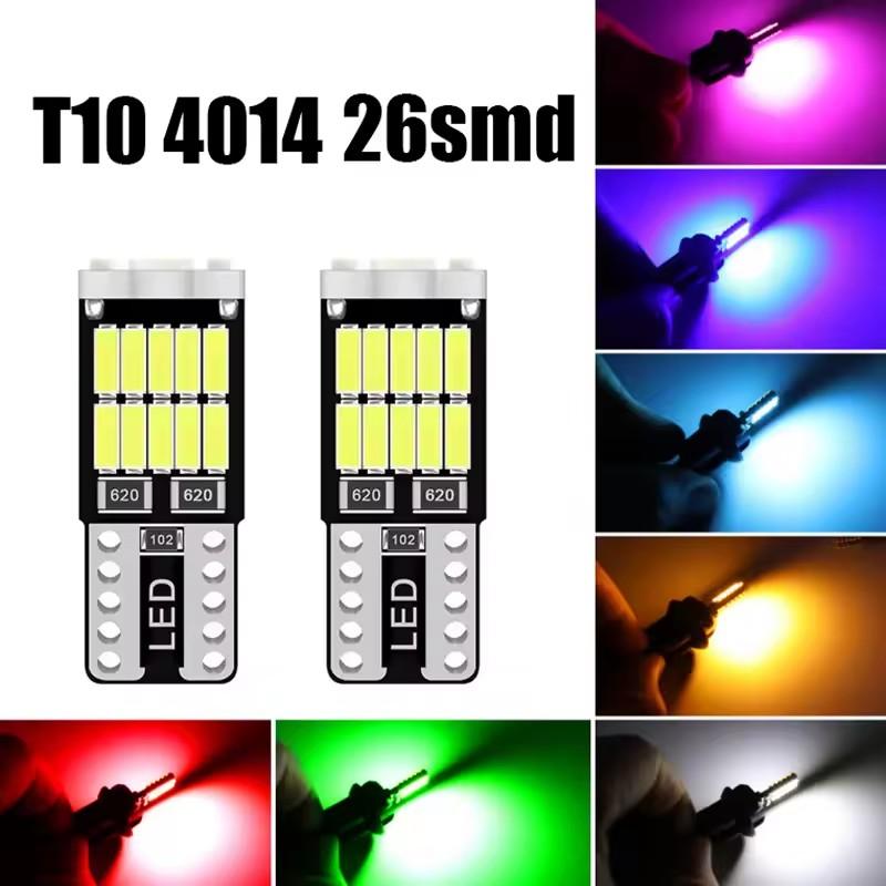 10Pcs T10 W5W 194 501 Led Canbus No Error Car Interior Light T10 26 SMD 4014 Chip Pure White Instrument Lights Bulb Signal Lamp Dome Lights 6