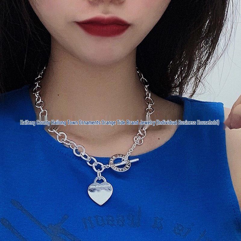 T-Love Heart OT Buckle Necklace & Letter Bracelet Women's Classic Luxury Clavicle Chain