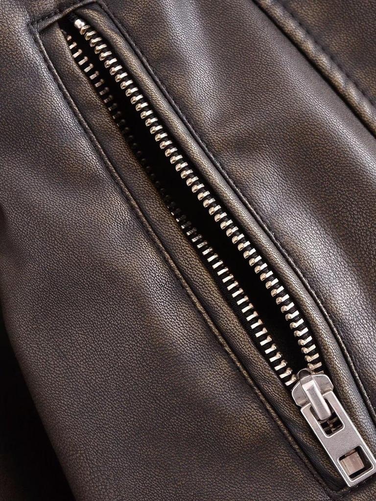 2025 Spring Women's Street Fashion Faux Leather Biker Jacket