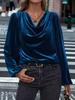Autumn/Winter Women's Golden Velvet High Neck Puff Sleeve Top
