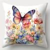 Home Decor Colorful Butterflies With Floral Watercolor Design Pattern Cushion Cover Suitable For Sofa Bedroom Car Pillow Cover