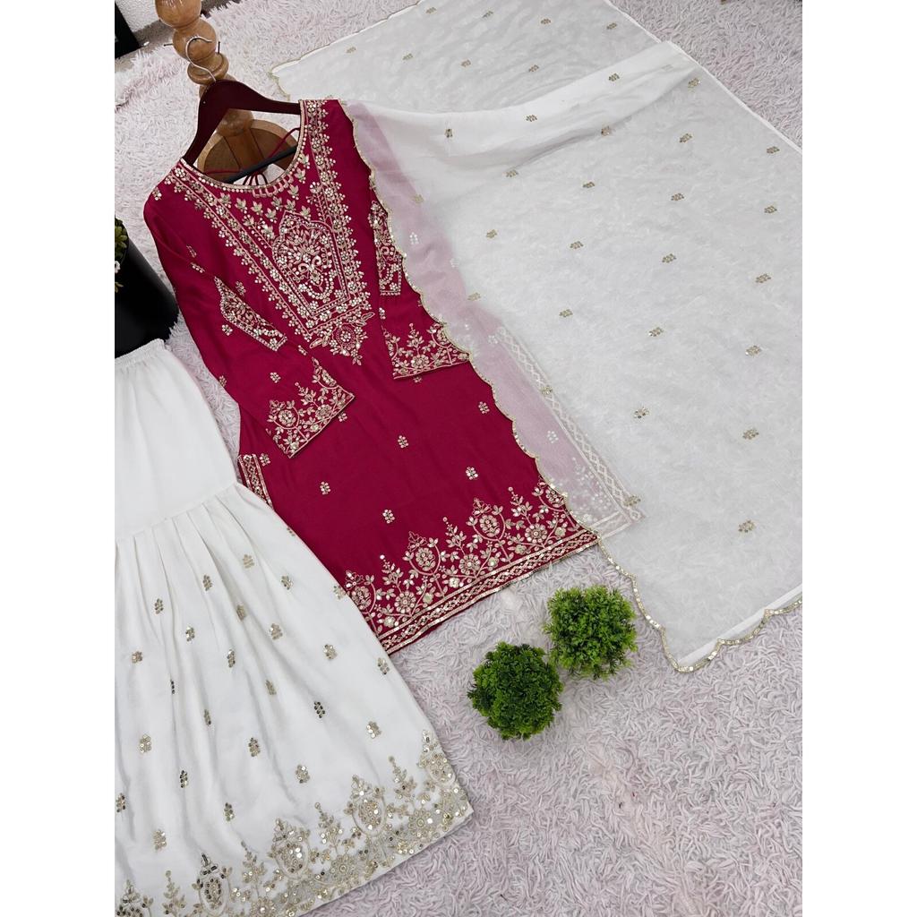 Women Bollywood Ready To Wear Party Wear Sharara Suit Salwar Kameez Set Dress SC-2204