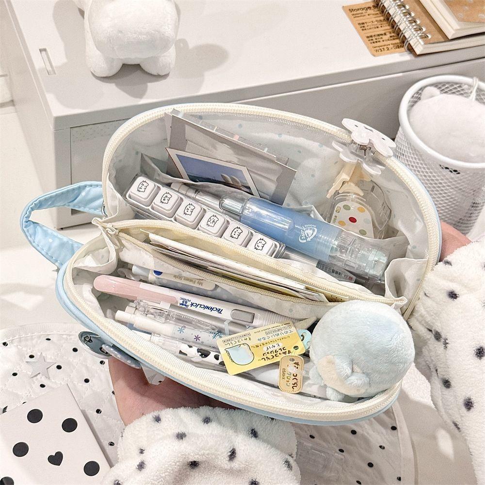 Shell Shape Pencil Pouch Polka Dot Pattern Pen Bag Multi-purpose Pencil Case  School Office