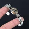 925 Sterling Silver Pear Natural Turritella Agate Wife Boho Leaf Elegant Bangle