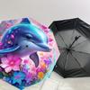 1pc Dolphin Floral Fantasy Umbrella with Plastic Handle,Suitable for All Seasons Home Travel Outdoor UmbrellaDD347