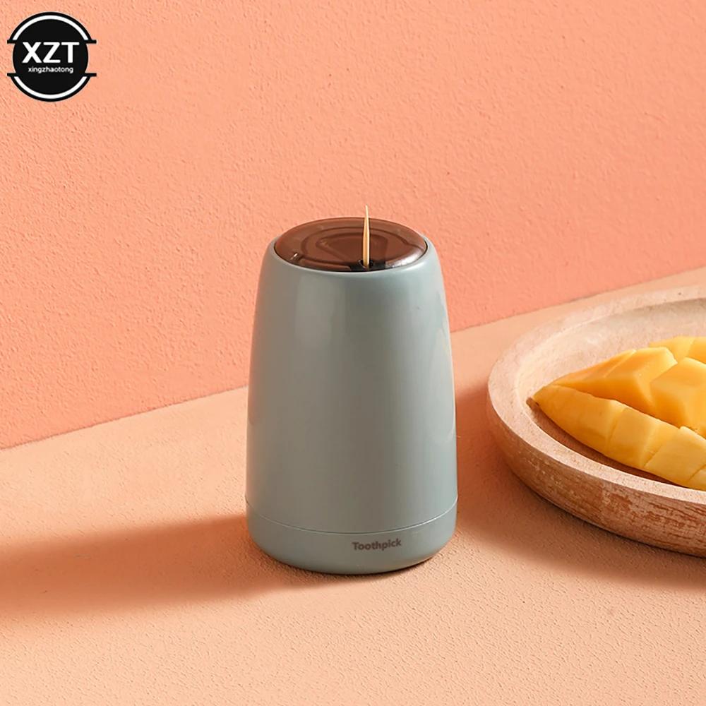 

Creative Automatic Toothpick Holder Container Household Table Toothpick Box Plastic Push-Type Round Storage Toothpick Dispenser синій