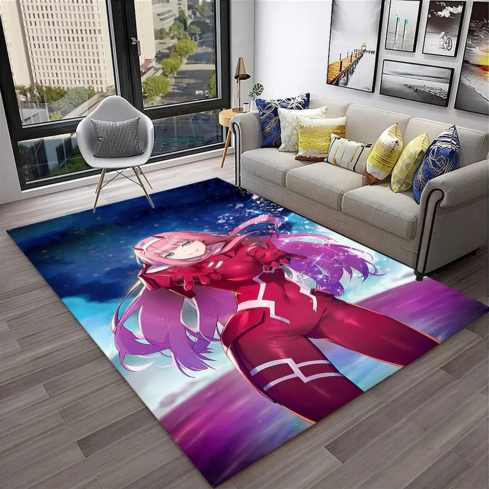 DARLING In The FRANXX Cartoon Zero Two Sexy Girl Carpet Rug for Home Living Room Bedroom Sofa Doormat Decor,Non-slip Floor Mat