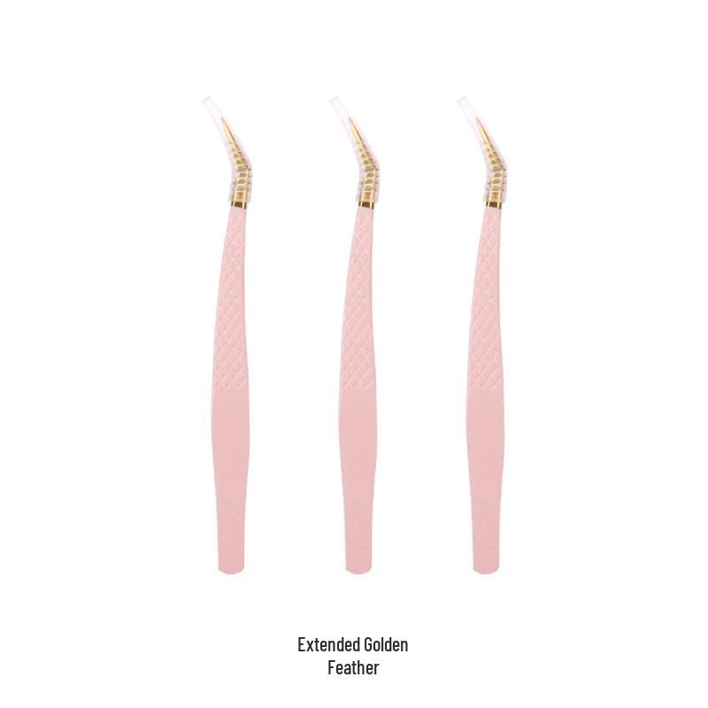 High Precision Stainless Steel Eyelash Extension Tweezers in Light Pink Mesh Pattern