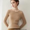 Women's Slim Fit Pure Cashmere Ribbed Sweater - Flattering Versatile Warm Round Neck Knitwear with Long Sleeves